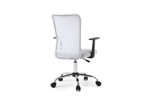 Fauteuil de bureau à roulettes design en mesh blanc et acier chromé PLUZ