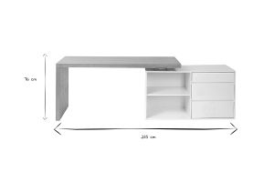 Bureau modulable design blanc brillant et bois clair frêne L160-235 cm NEW MAX