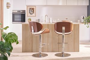 Sgabello da bar design bianco e legno WALNUT