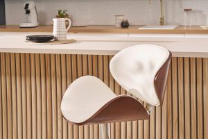 Sgabello da bar design bianco e legno WALNUT
