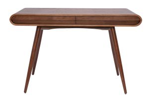 Bureau avec rangements 2 tiroirs vintage bois foncé noyer L120 cm BJORG