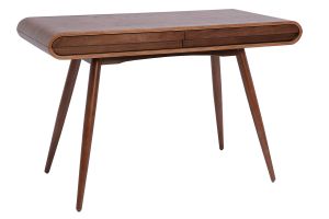 Bureau avec rangements 2 tiroirs vintage bois foncé noyer L120 cm BJORG