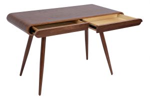 Bureau avec rangements 2 tiroirs vintage bois foncé noyer L120 cm BJORG