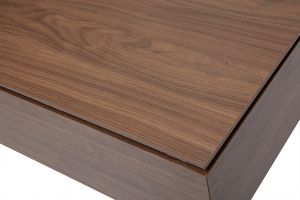 Rechteckiger höhenverstellbarer Couchtisch aus dunklem Holz mit Walnuss-Finish und schwarzem Metall L103 cm SEDA