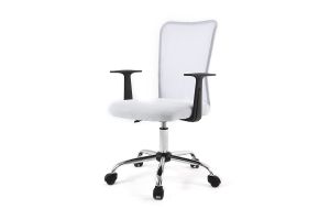 Fauteuil de bureau à roulettes design en mesh blanc et acier chromé PLUZ