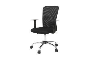 Fauteuil de bureau à roulettes design en mesh noir et acier chromé PLUZ