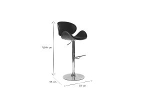 Tabouret de bar design réglable noir, bois foncé et métal chromé WALNUT