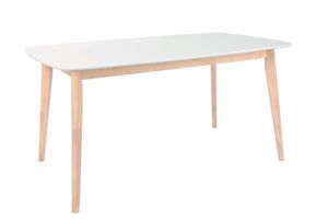 Table à manger design blanc et bois clair L120 cm LEENA