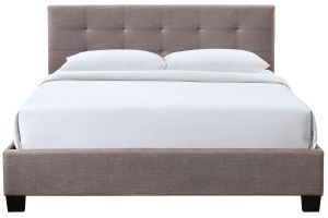 Lit 2 places 160x200 cm en tissu camel capitonné MARQUISE