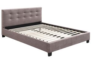 Lit 2 places 160x200 cm en tissu camel capitonné MARQUISE