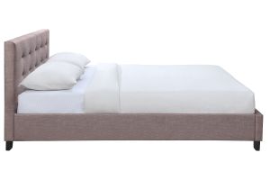 Lit 2 places 160x200 cm en tissu camel capitonné MARQUISE