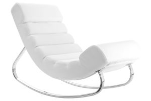 Rocking chair design blanc et acier chromé TAYLOR