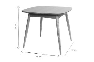 Table à manger scandinave carrée frêne naturel L90 cm BALTIK