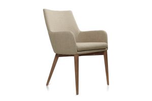 Chaises en tissu beige et bois foncé (lot de 2) SHANA