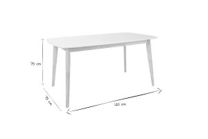 Table à manger design blanc et bois clair L120 cm LEENA