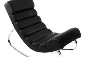 Rocking chair design noir et acier chromé TAYLOR