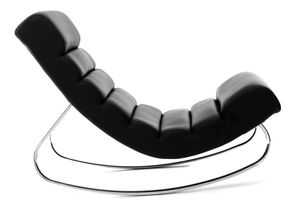 Rocking chair design noir et acier chromé TAYLOR
