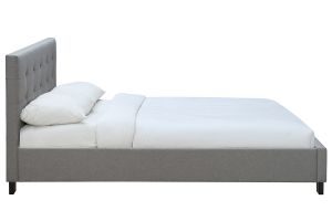 Lit 2 places 160x200 cm en tissu gris capitonné MARQUISE
