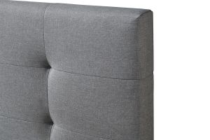 Lit 2 places 160x200 cm en tissu gris capitonné MARQUISE