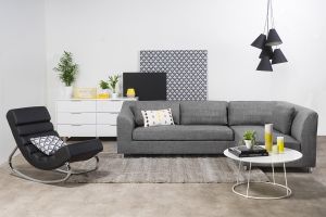 Rocking chair design noir et acier chromé TAYLOR