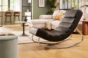 Rocking chair design noir et acier chromé TAYLOR