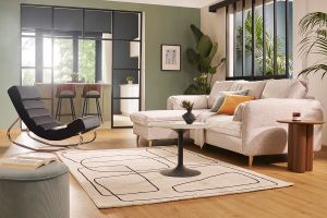 Rocking chair design noir et acier chromé TAYLOR