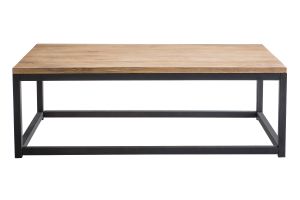 Table basse rectangulaire bois clair manguier massif et métal noir L120 cm FACTORY