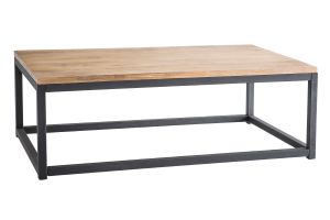 Table basse rectangulaire bois clair manguier massif et métal noir L120 cm FACTORY