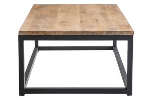 Table basse rectangulaire bois clair manguier massif et métal noir L120 cm FACTORY
