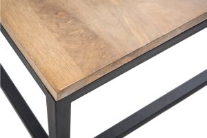Table basse rectangulaire bois clair manguier massif et métal noir L120 cm FACTORY