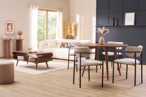 Table à manger design ronde noyer D120 cm LIVIA