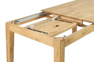 Table à manger extensible rectangulaire en bois clair chêne massif L160-220 cm YULIA