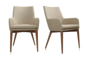 Chaises en tissu beige et bois foncé (lot de 2) SHANA