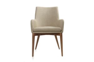 Chaises en tissu beige et bois foncé (lot de 2) SHANA