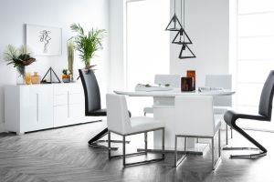 Chaises design blanc et acier chromé (lot de 2) SIMEA