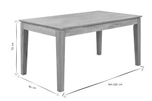 Table à manger extensible rectangulaire en bois clair chêne massif L160-220 cm YULIA
