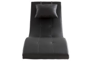 Chaise longue design noir et acier chromé BARTY