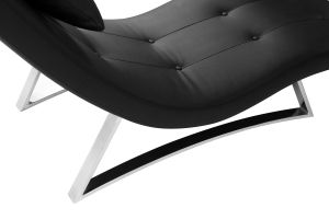Chaise longue design noir et acier chromé BARTY