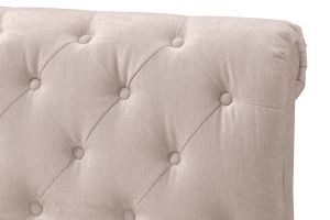 Lit 2 places 160x200 cm en tissu velours beige capitonné RILEY
