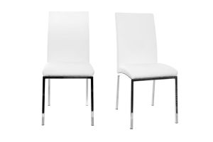 Chaises design blanc et acier chromé (lot de 2) SIMEA
