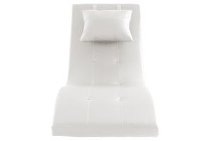 Chaise longue design blanc et acier chromé BARTY