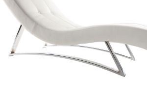 Chaise longue design blanc et acier chromé BARTY