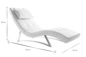 Chaise longue design blanc et acier chromé BARTY