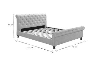 Lit 2 places 160x200 cm en tissu velours beige capitonné RILEY