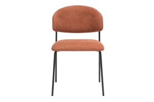 Chaises en tissu effet velours texturé terre brûlée et métal noir (lot de 2) BENTA