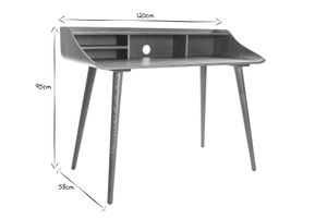 Bureau avec rangements vintage bois foncé L120 cm NORDECO