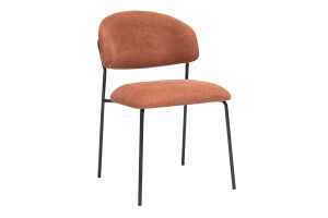 Chaises en tissu effet velours texturé terre brûlée et métal noir (lot de 2) BENTA