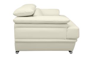 Canapé design avec têtières ajustables 3 places cuir blanc et acier chromé EWING