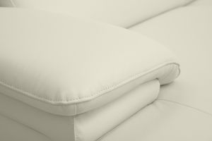 Canapé design avec têtières ajustables 3 places cuir blanc et acier chromé EWING