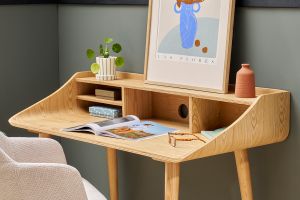 Bureau avec rangements vintage bois clair L120 cm NORDECO